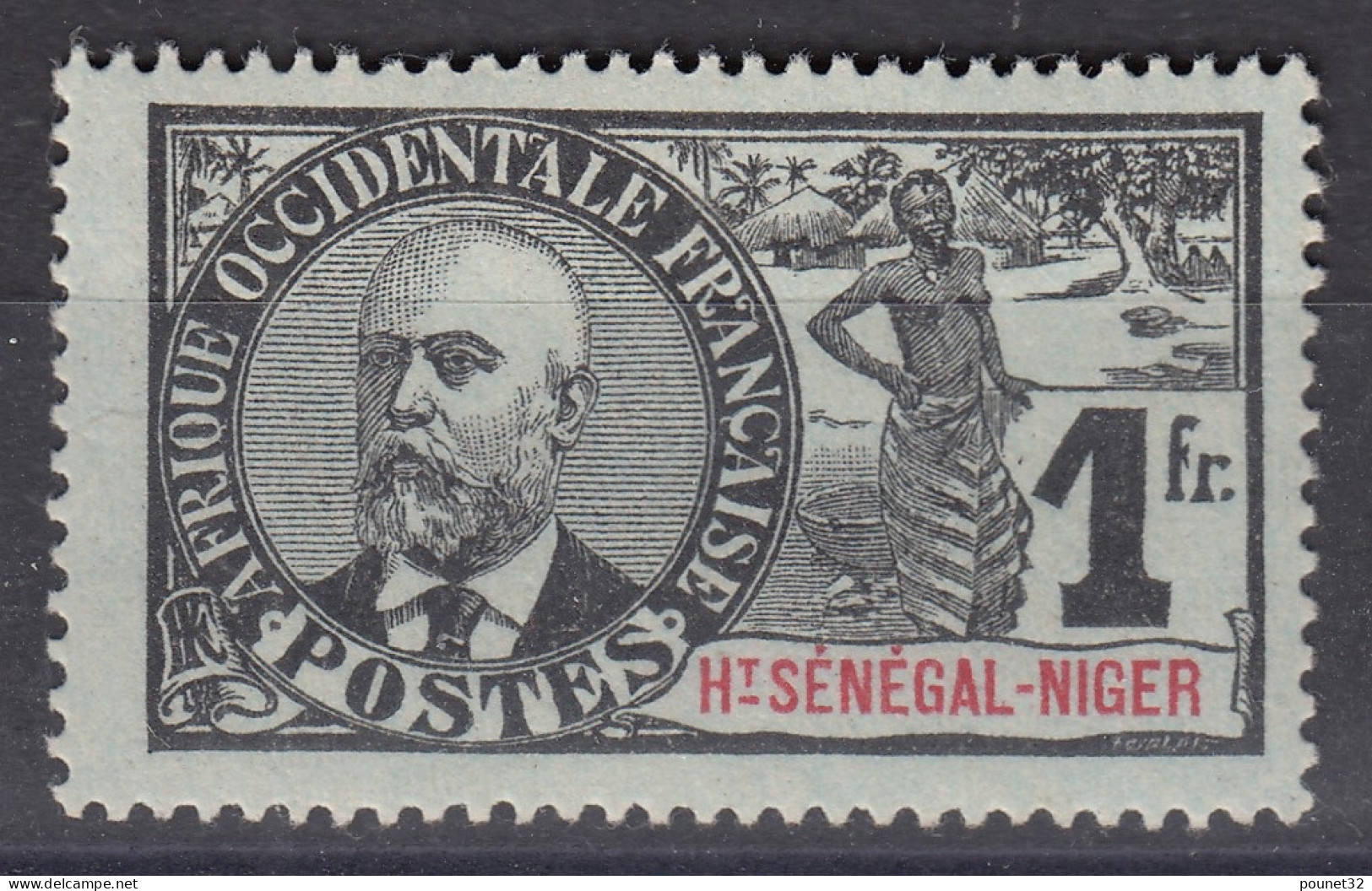 HAUT-SENEGAL & NIGER : BALLAY 1F NOIR N° 15 NEUF * GOMME AVEC TRACE DE CHARNIERE - Unused Stamps