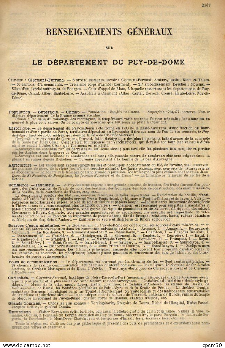 ANNUAIRE - 63 - Département Puy De Dome - Année 1905 - édition Didot-Bottin - 49 Pages - Annuaires Téléphoniques