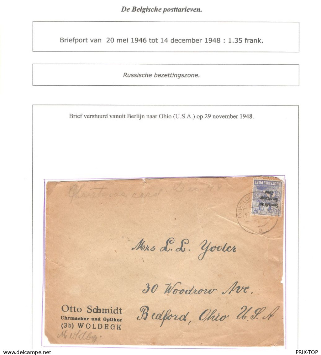 TP Zone Soviétique S/L. Otto Schmidt Horloger & Optique Woldeck + Obl. 1948 > USA Redford Ohio - Lettres & Documents
