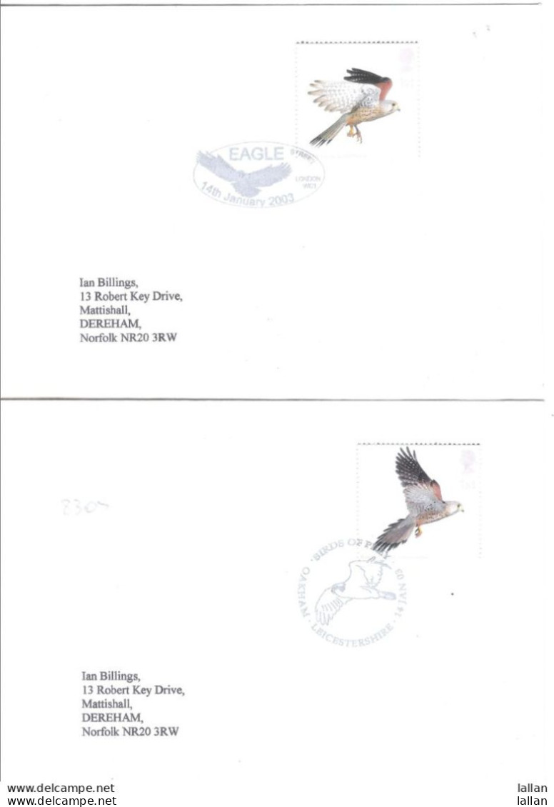 12-FD Postmark, Birds Of Prey On Envelope, 2003, GB, Condition As Per Scan-SGFD2 - Aigles & Rapaces Diurnes