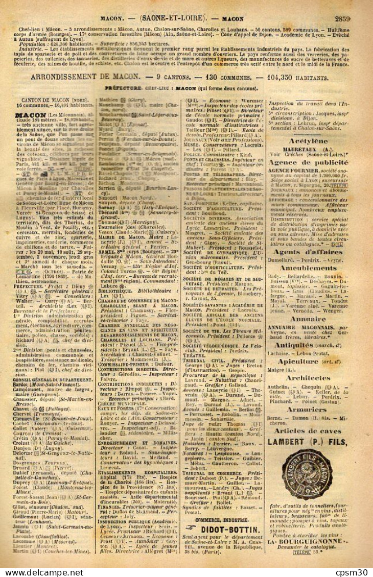 ANNUAIRE - 71 - Département Saone Et Loire - Année 1905 - édition Didot-Bottin - 58 Pages - Annuaires Téléphoniques