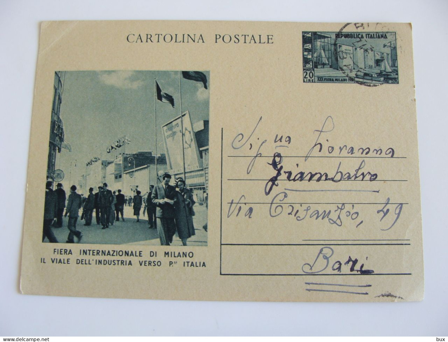 CARTOLINA POSTALE FIERA INTERNAZIONALE. DI MILANO 1952 VIAGGIATA  COME DA FOTO - Fairs