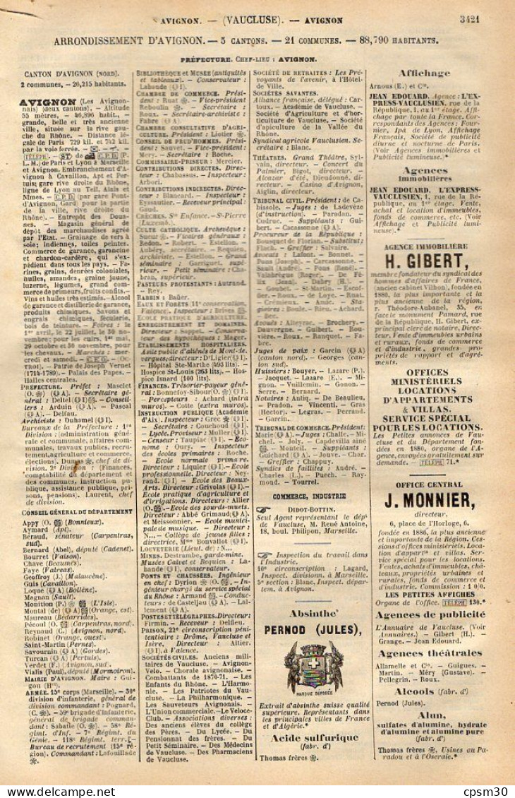 ANNUAIRE - 84 - Département Vaucluse - Année 1905 - édition Didot-Bottin - 23 Pages - Telefonbücher