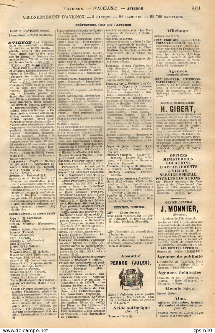 ANNUAIRE - 84 - Département Vaucluse - Année 1905 - édition Didot-Bottin - 23 Pages - Annuaires Téléphoniques