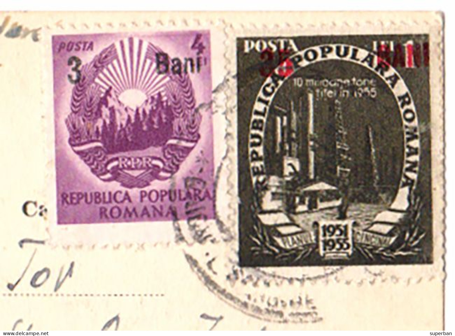 ROMANIA : 1952 - STABILIZAREA MONETARA / MONETARY STABILIZATION - POSTCARD MAILED With OVERPRINTED STAMPS - RRR (am454) - Storia Postale