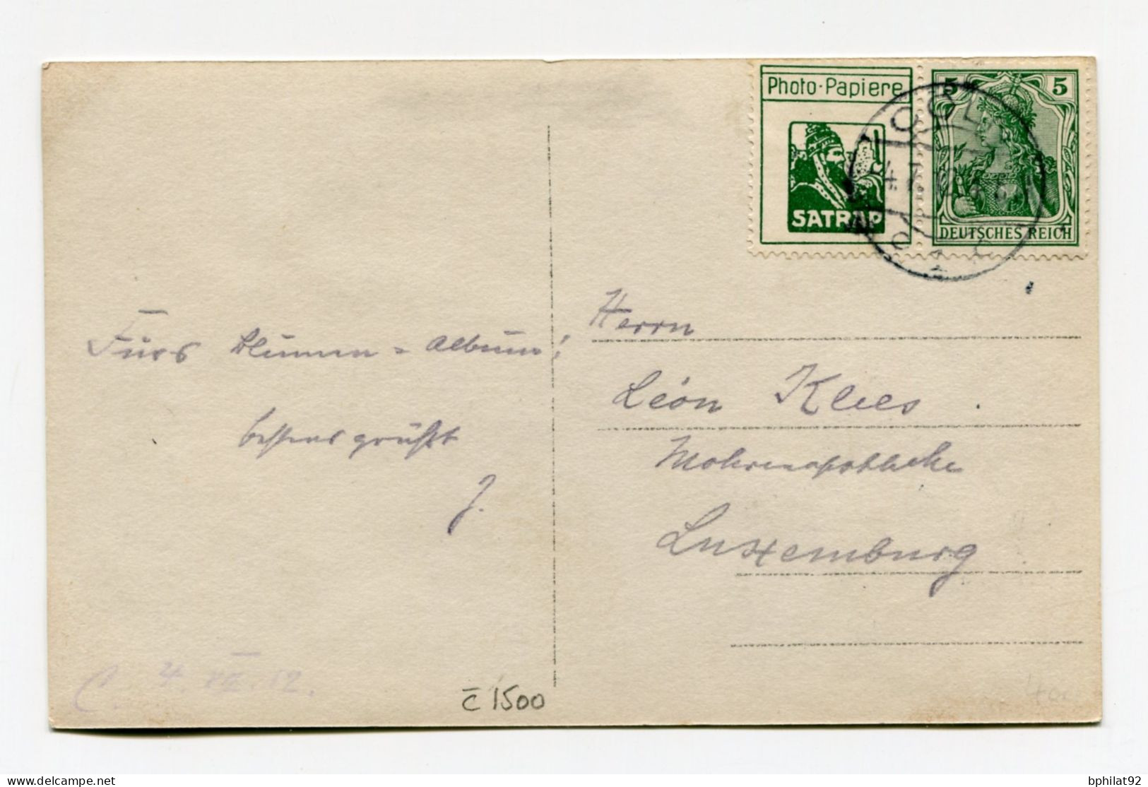 !!! ALLEMAGNE, GERMANIA AVEC PUBLICITE SATRAP SUR CPA DE 1912. RR - Carnets & Se-tenant