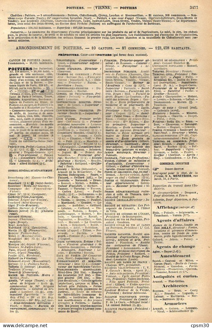 ANNUAIRE - 86 - Département Vienne - Année 1905 - édition Didot-Bottin - 24 Pages - Elenchi Telefonici