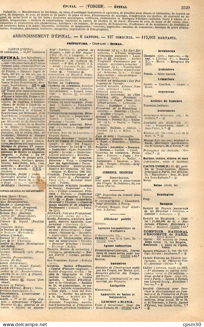 ANNUAIRE - 88 - Département Vosges - Année 1905 - édition Didot-Bottin - 41 Pages - Telephone Directories