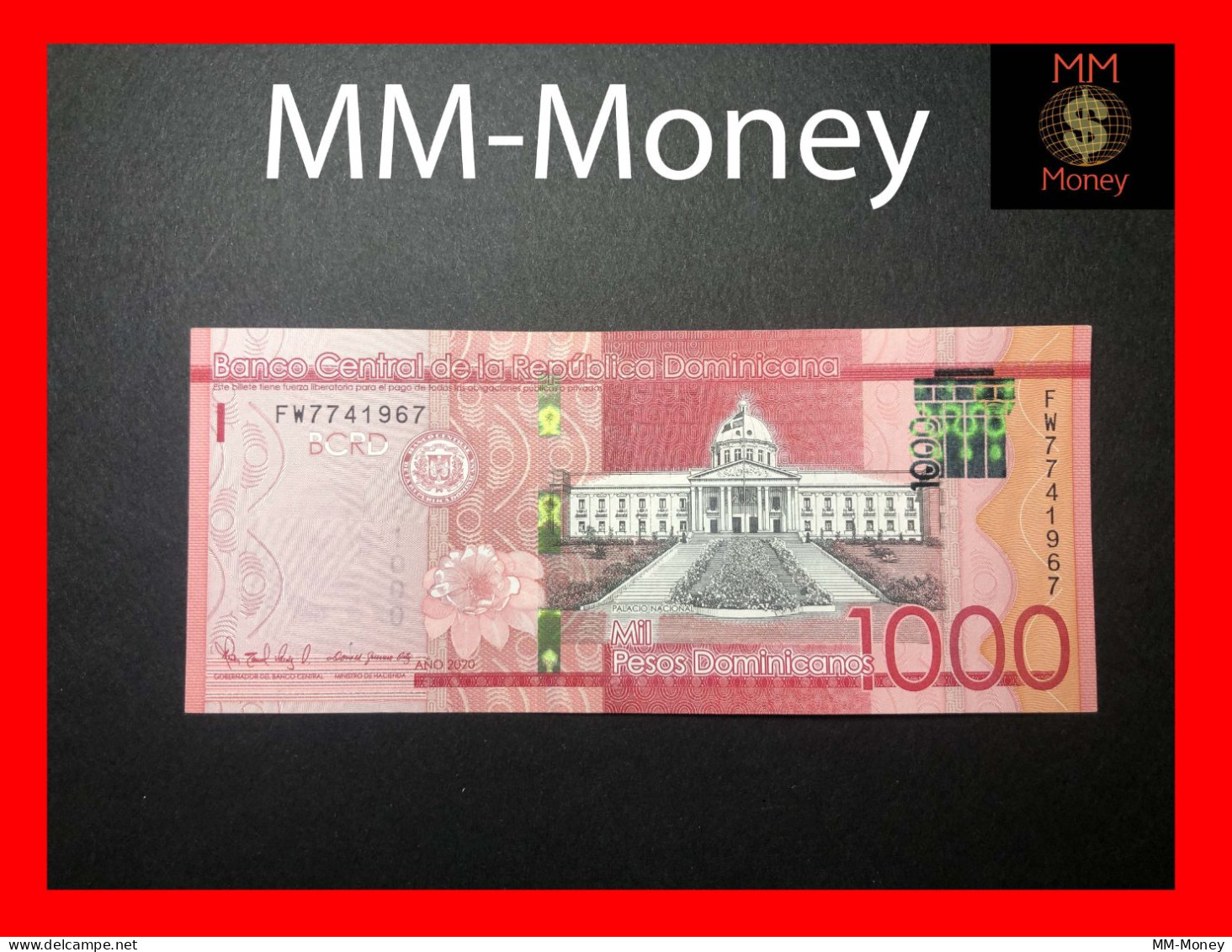 DOMINICANA 1.000  1000 Pesos Dominicanos  2020  P. 193  *new Seg. Sec. Thread*  XF+ - Dominicaine
