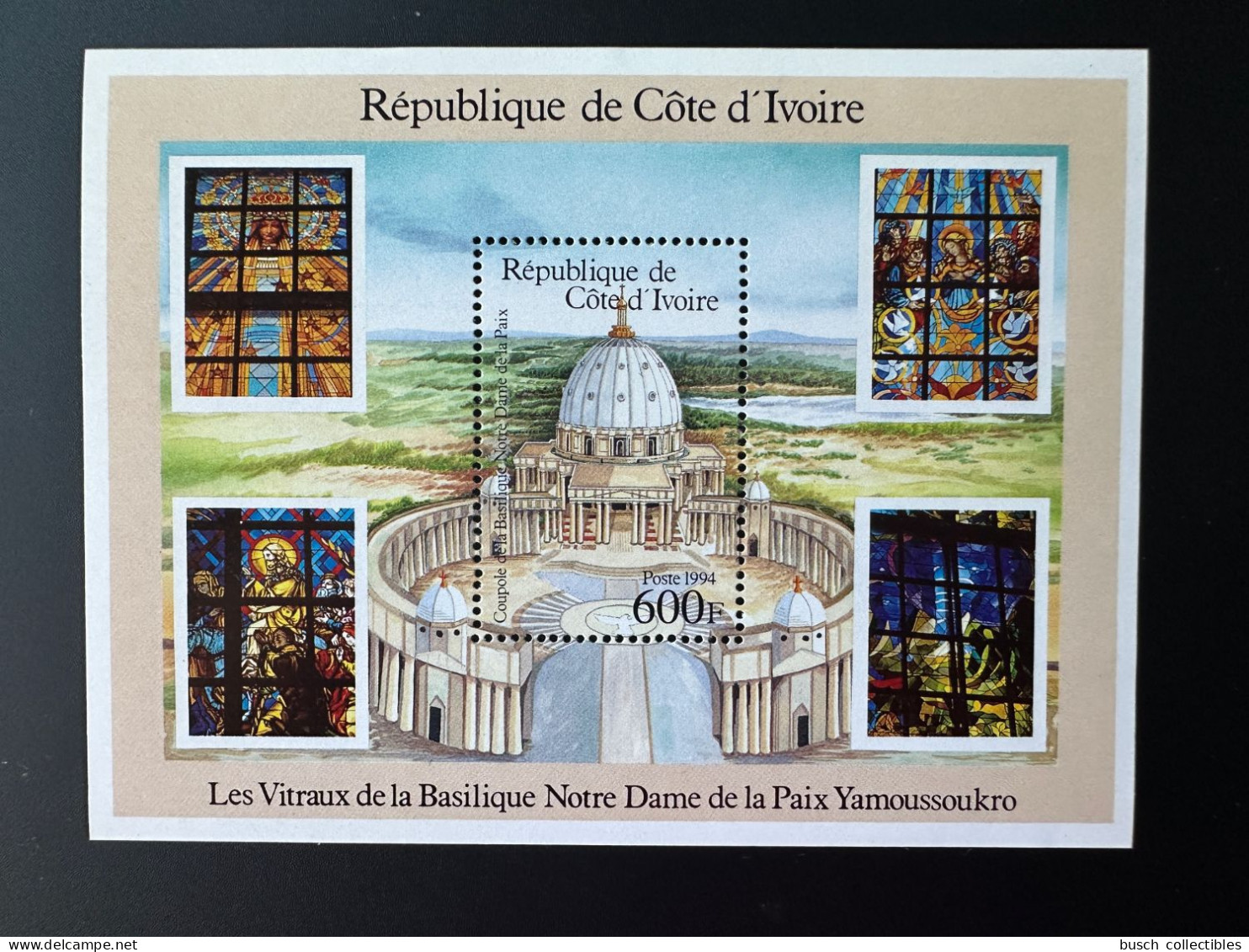 Côte D'Ivoire Ivory Coast 1994 Mi. Bl. 33 600F Bloc S/S Block Basilique Notre Dame Yamoussoukro - Ivoorkust (1960-...)