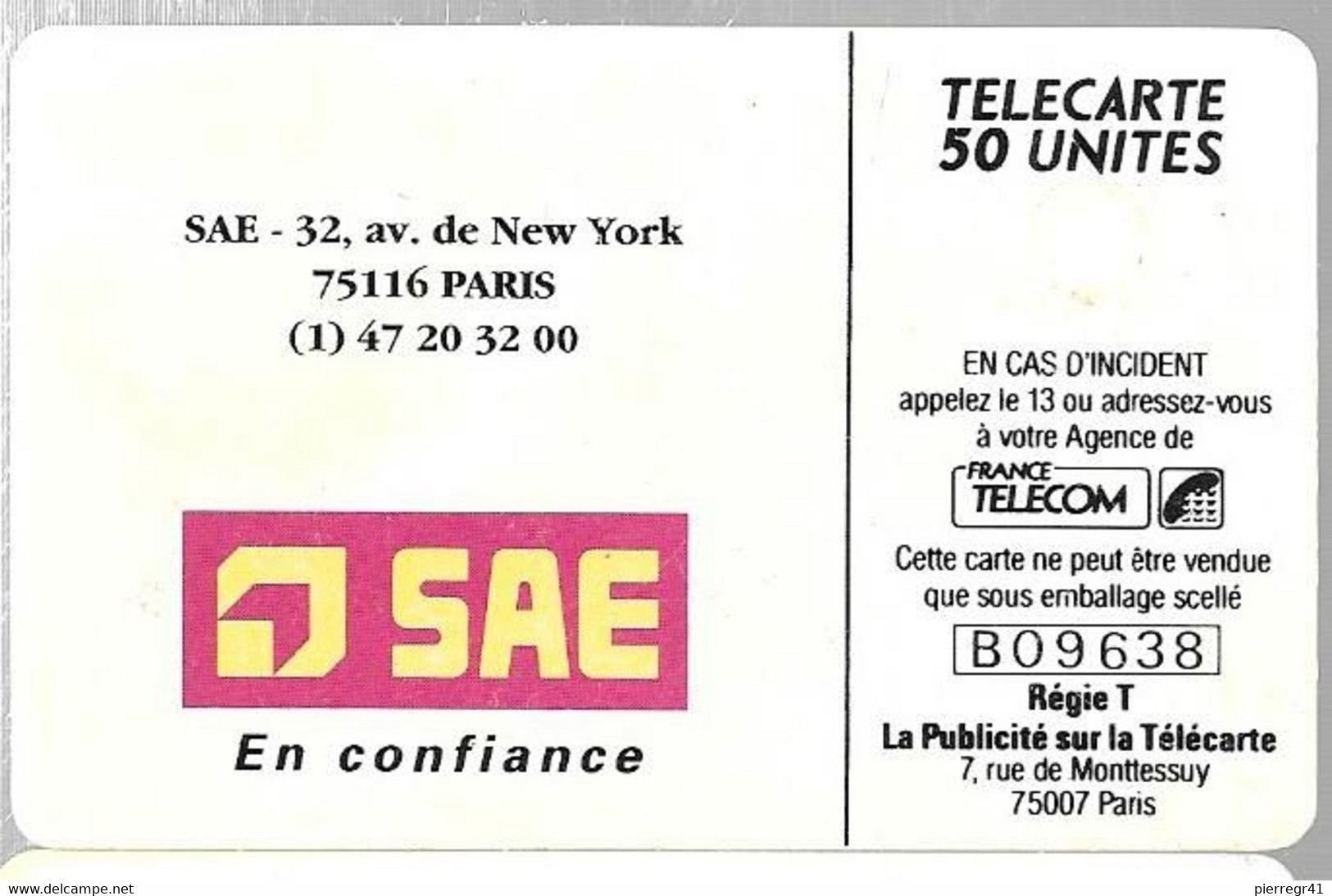 CARTE-PRIVEE-1990-D400-GemA- SAE-Lot B09638-UTILISE Reste -TBE - Telefoonkaarten Voor Particulieren