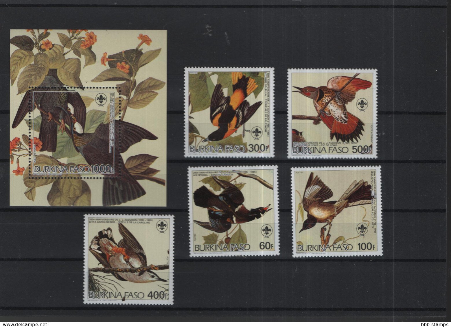 Burkina Faso  Birds Theme  Michel Cast.No.  Mnh/** 1028/1032 A/B + Sheet 111 A/B - Burkina Faso (1984-...)