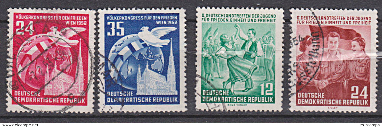 DDR 329-321, 428 - 429 Völkerkongress Für Frieden In Wien, Deutschlandtreffen Der Jugend In Berlin  Gestempelt - Used Stamps