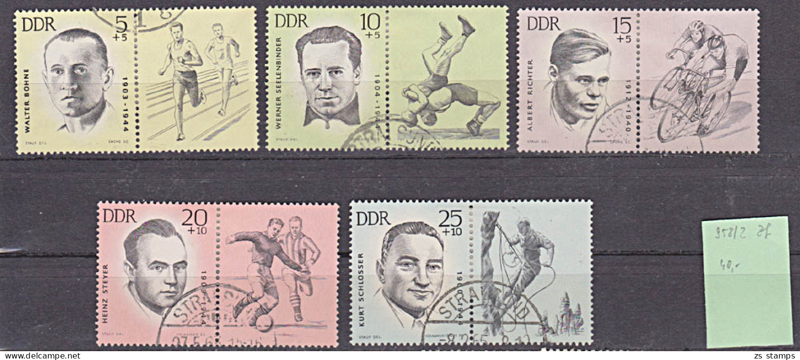 DDR 958/62 Zdr Kurt Schlosser Bergsteiger, Heinz Steyer Fußballer, Albert Richter Radrennfahrer -Antifa. Sportler - Gebraucht