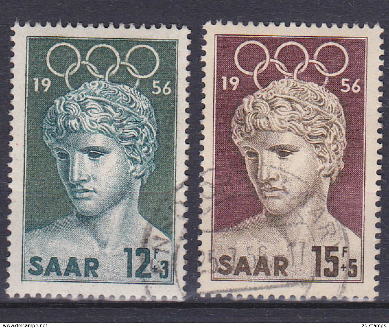 Olympische Sommerspiele Saar MiNr. 371-72 Jünglingskopf - Ete 1956: Melbourne