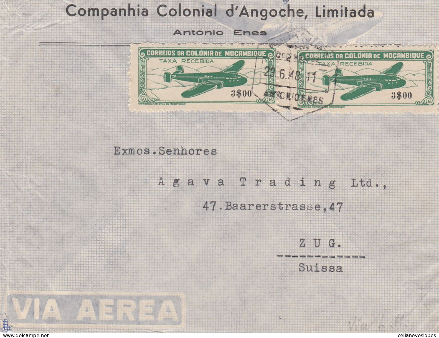Portuguese L. Marques, Carta Circulada De L. Marques Para A Suissa. Em 1948 - Lourenzo Marques
