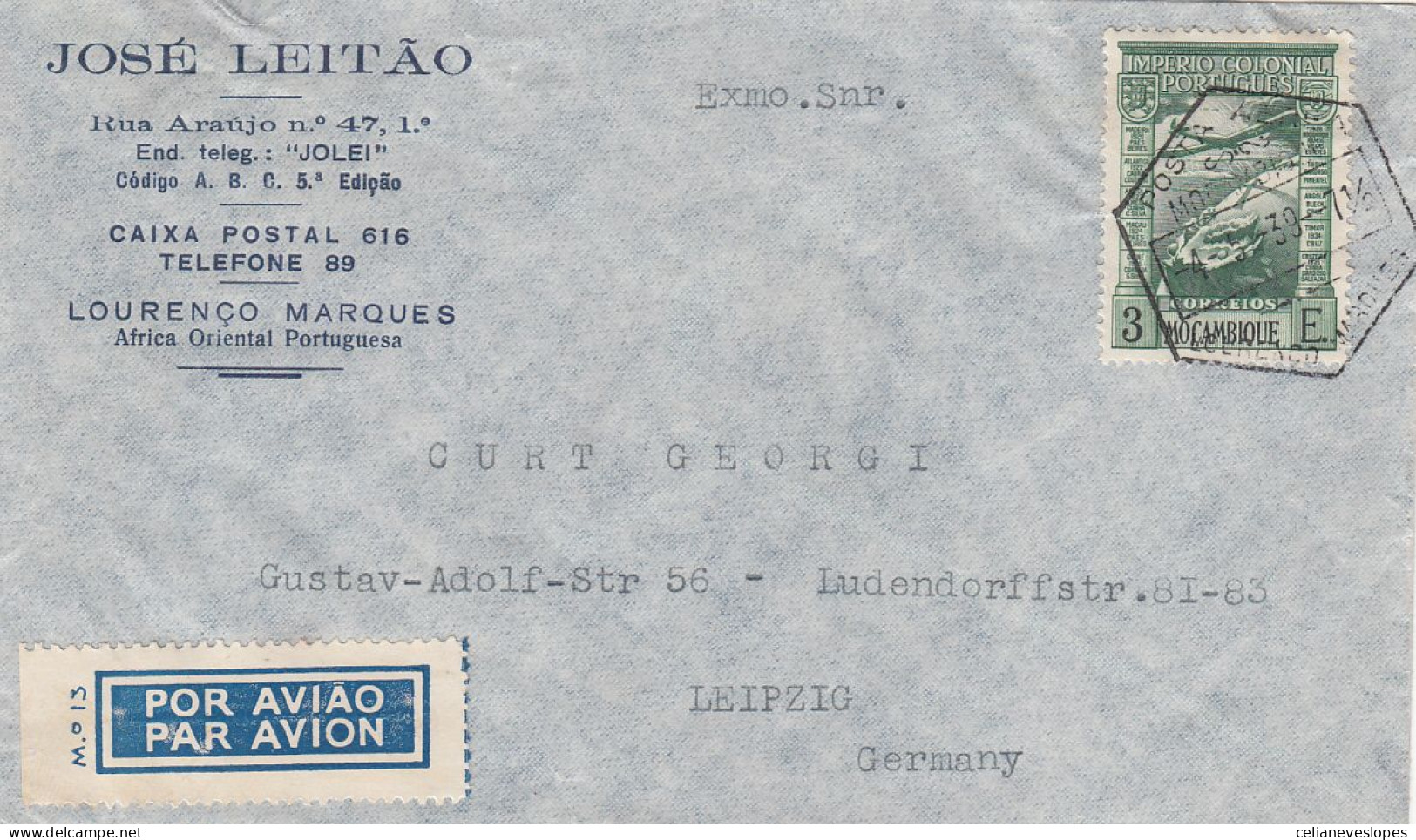 Portuguese L. Marques, Carta Circulada De L. Marques Para Germany Em 1939 - Lourenco Marques