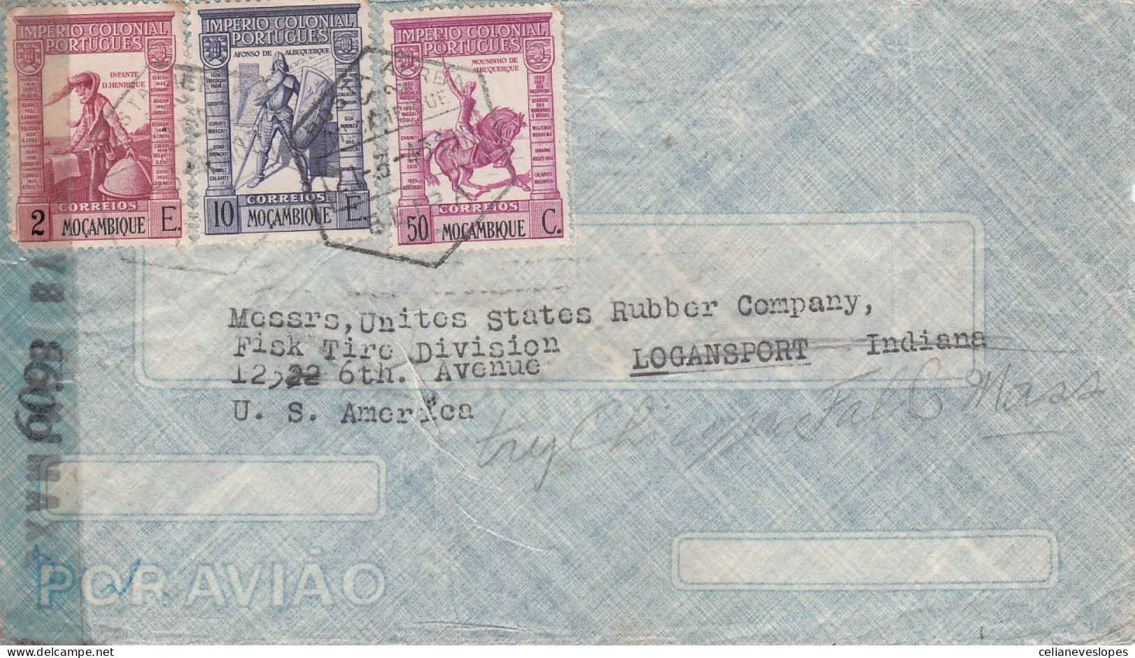 Portuguese Moçambique, Carta Circulada De Moçambique Para U.S.A. Em 1946, Com Sençura - Inhambane