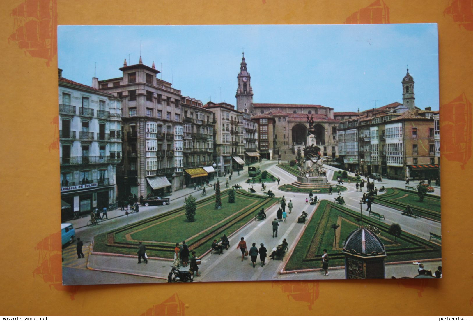 SPAIN ESPAÑA VITORIA PPlaza Virgen Blanca OLD PHOTO Postcard 1960s - Álava (Vitoria)