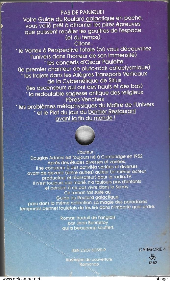 Le Dernier Restaurant Avant La Fin Du Monde Par Douglas Adams	-  Présence Du Futur N°351 - Denoël