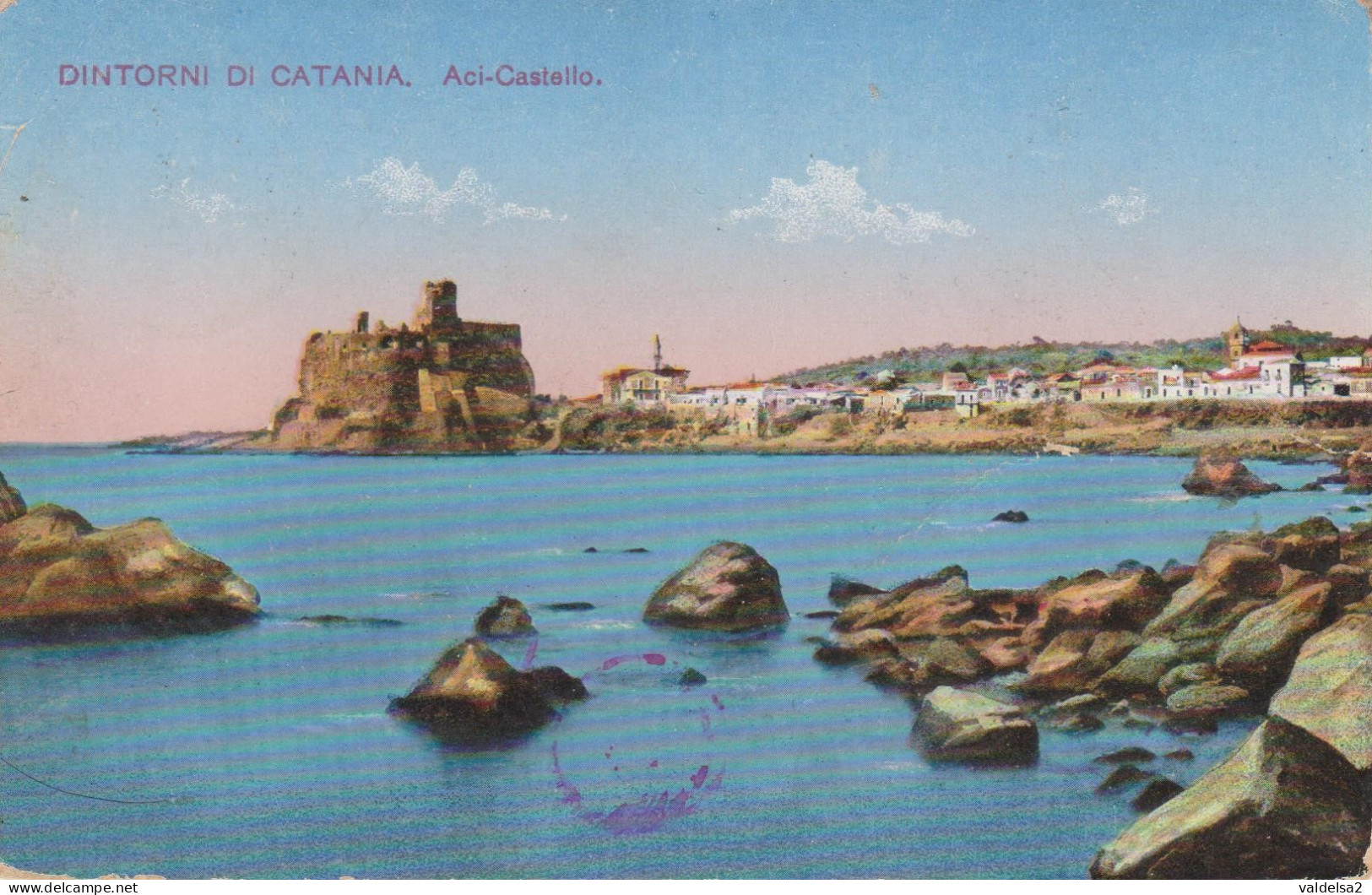 ACI CASTELLO - DINTORNI DI ACIREALE E CATANIA - PANORAMA DEL PAESE E DEL CASTELLO - 1914 - Acireale