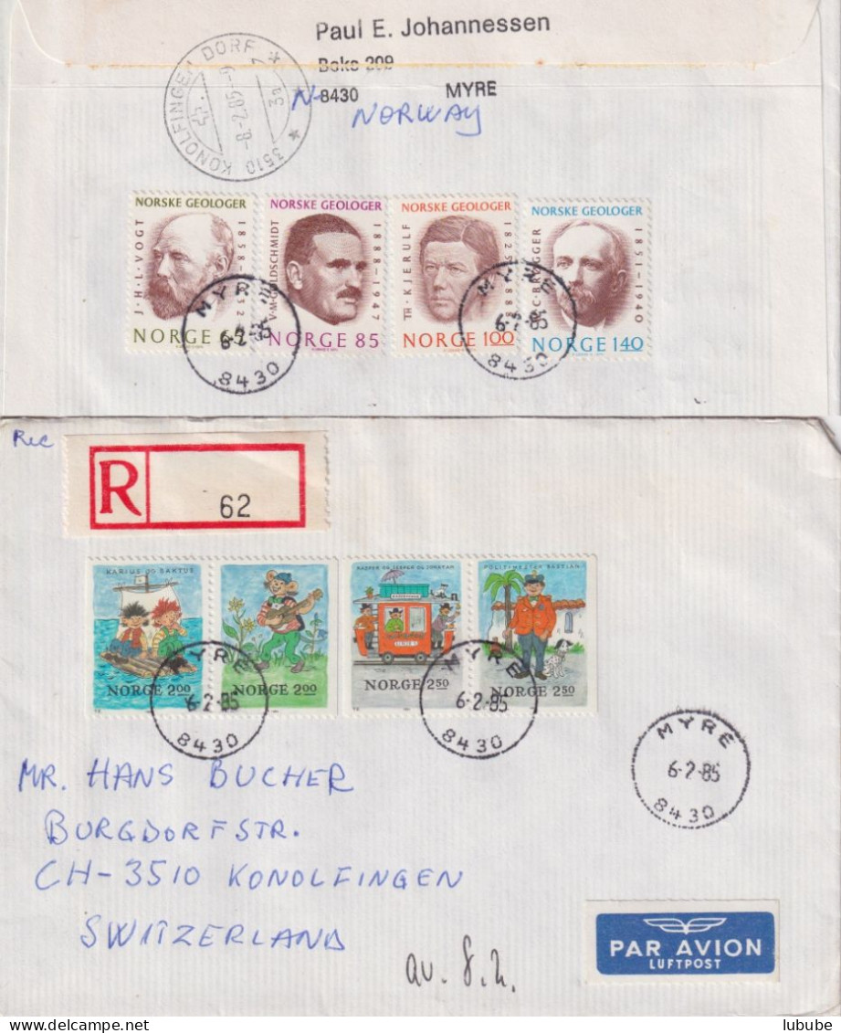 Luftpost R Brief  Myre - Konolfingen       1985 - Brieven En Documenten