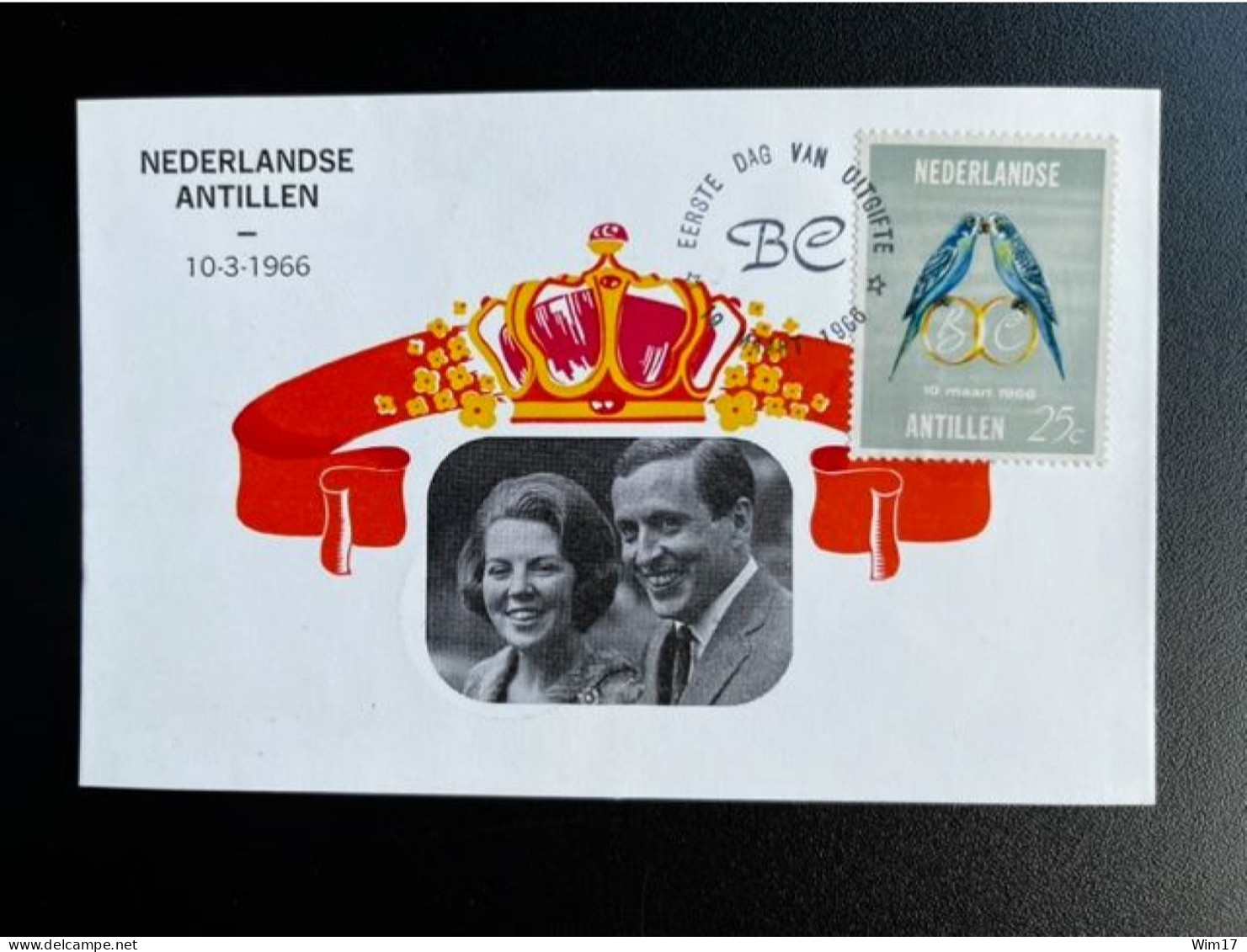 DUTCH ANTILLES 1966 MAXIMUM CARD ROYAL WEDDING 10-03-1966 NEDERLANDSE ANTILLEN - Curaçao, Nederlandse Antillen, Aruba