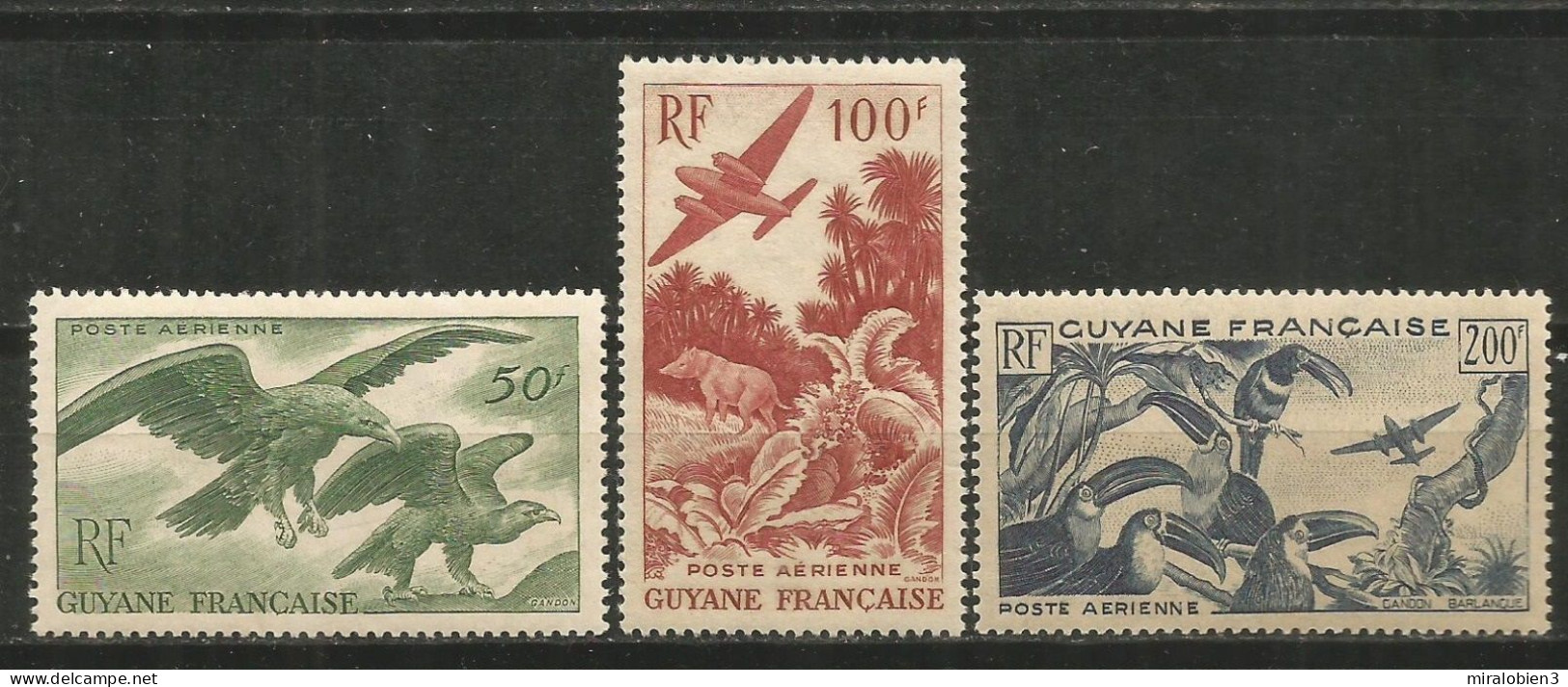 GUAYANA FRANCESA CORREO AEREO YVERT NUM. 35/37 ** SERIE COMPLETA SIN FIJASELLOS - Neufs