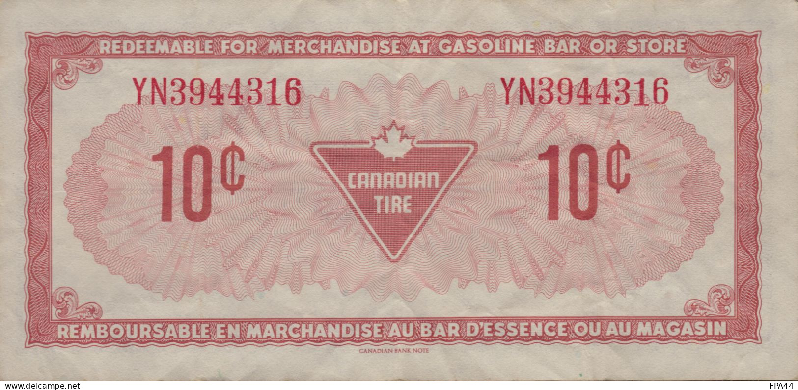 CANADA TIRE 10 Cents   Cash Bonus - Canada