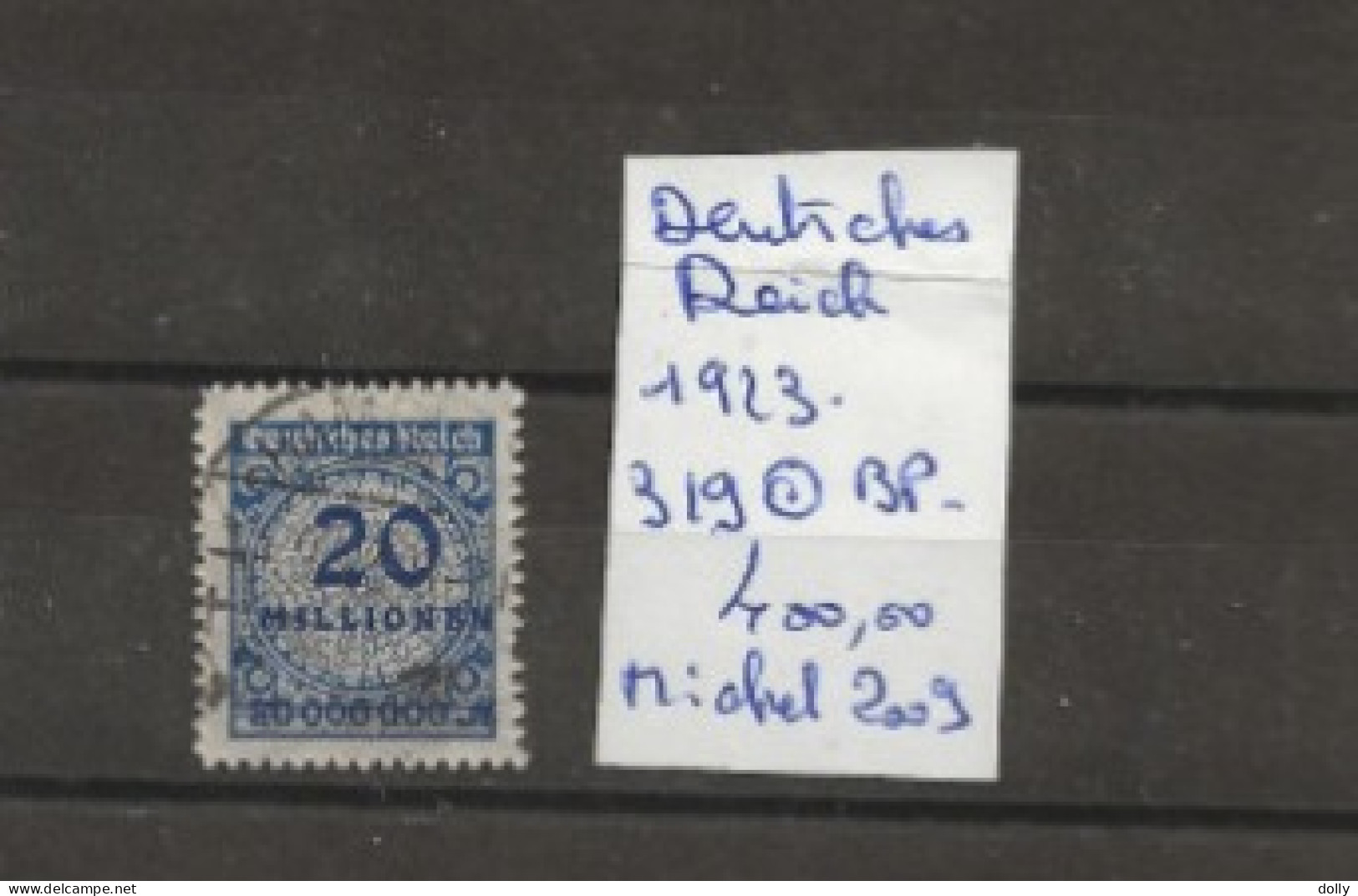 TIMBRE DE L ALLEMAGNE DEUTSCHES REICH 1923 Nr 319° BP   COTE 400.00  € - 1922-1923 Emissioni Locali