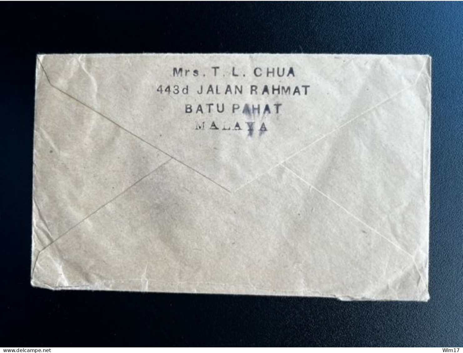 MALAYA JOHORE 1956 LETTER BATUPAHAT TO NEW YORK 17-01-1956 - Johore