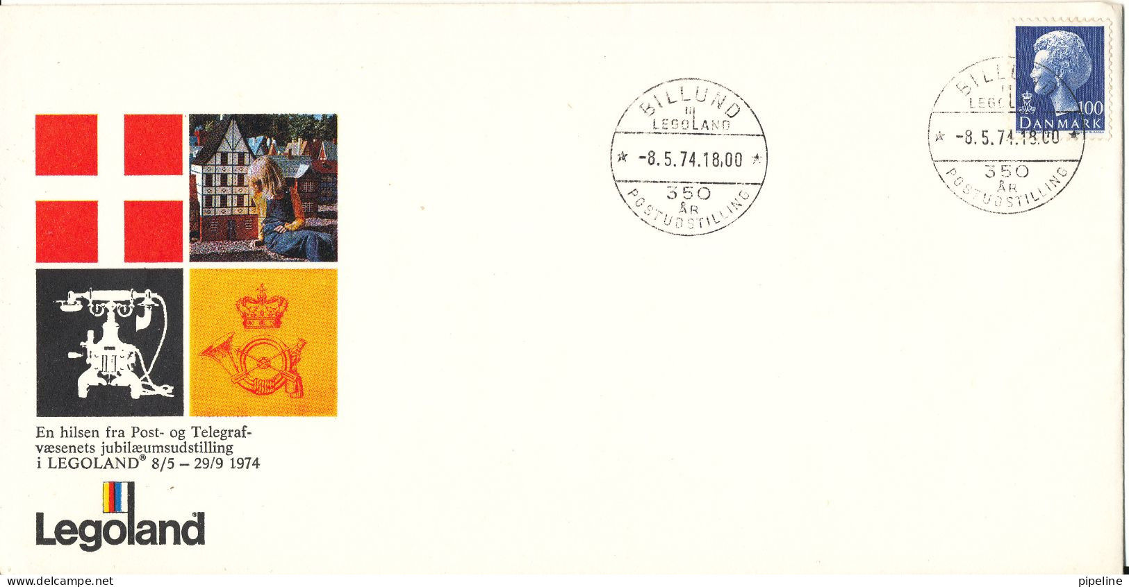 Denmark Cover Stamp Exhibition Legoland Billund 8-5-1974 With Cachet Single Franked - Lettres & Documents