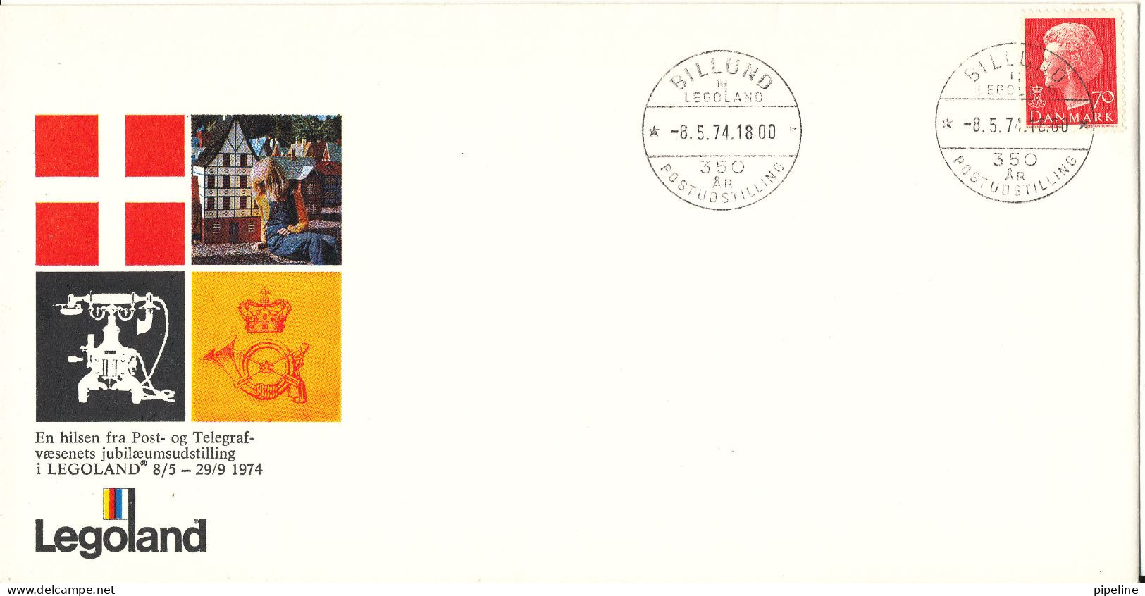 Denmark Cover Stamp Exhibition Legoland Billund 8-5-1974 With Cachet Single Franked - Briefe U. Dokumente