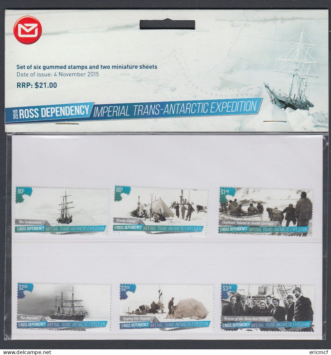 Ross Dependency 2015 Trans-Antarctic Expedition Presentation Pack 6 Stamps +2xMS - Unused Stamps