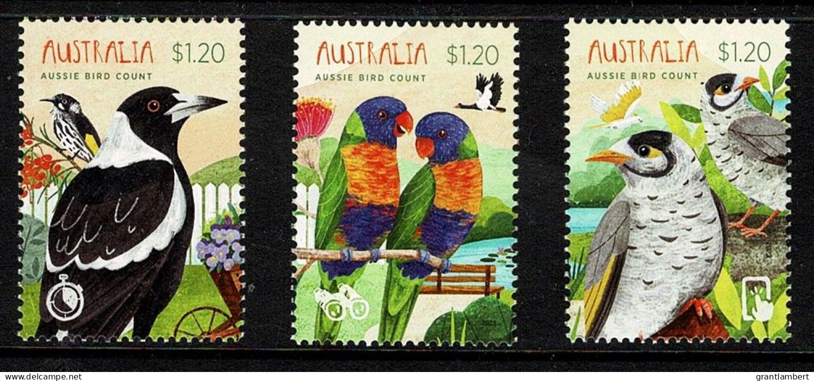 Australia 2023 Aussie Bird Count  Set Of 3 MNH - Unused Stamps