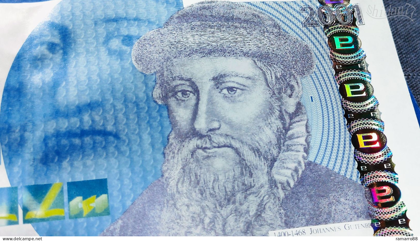 Louisenthal / Giesecke Devrient G&D - Johannes Gutenberg 2001 Specimen Test Note Unc - Specimen