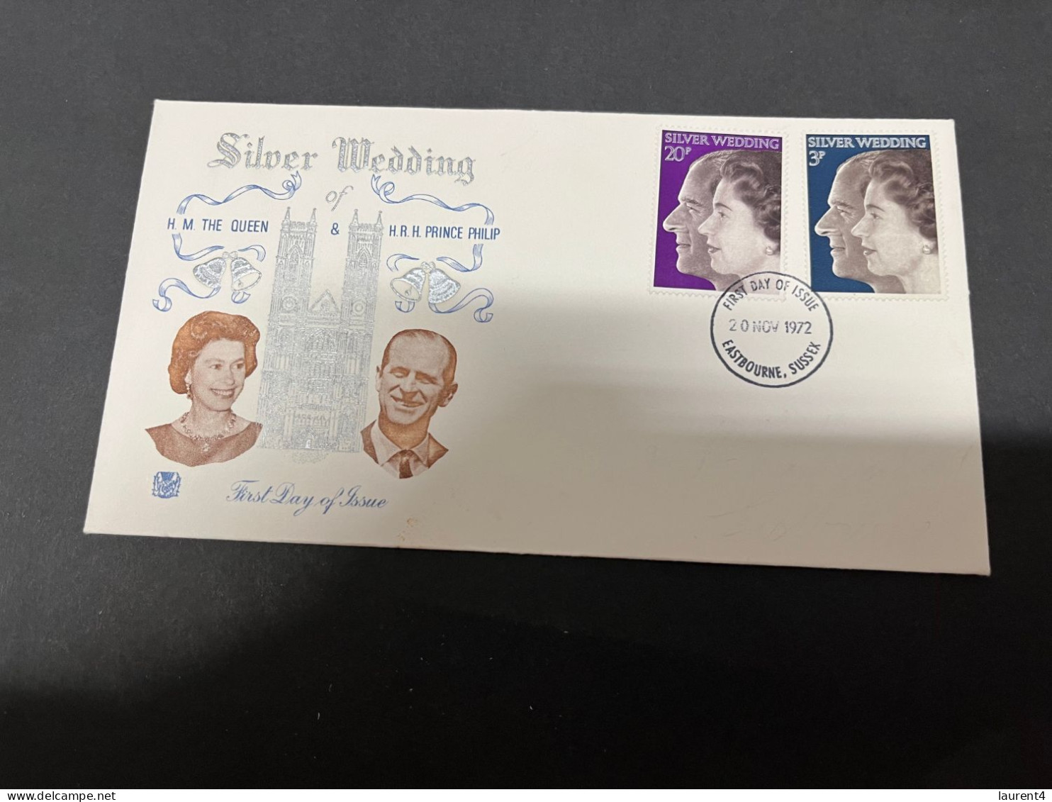 16-9-2023 (1 U 18) Great Britain - 25th Wedding Anniversary Of Queen Elizabeth & Philip (FDC With Insert) - 1971-1980 Decimal Issues