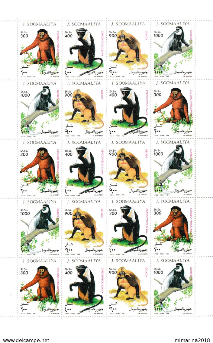 SOMALIA  1994  MNH  "MONKEYS"  HOJA COMPLETA - Chimpancés
