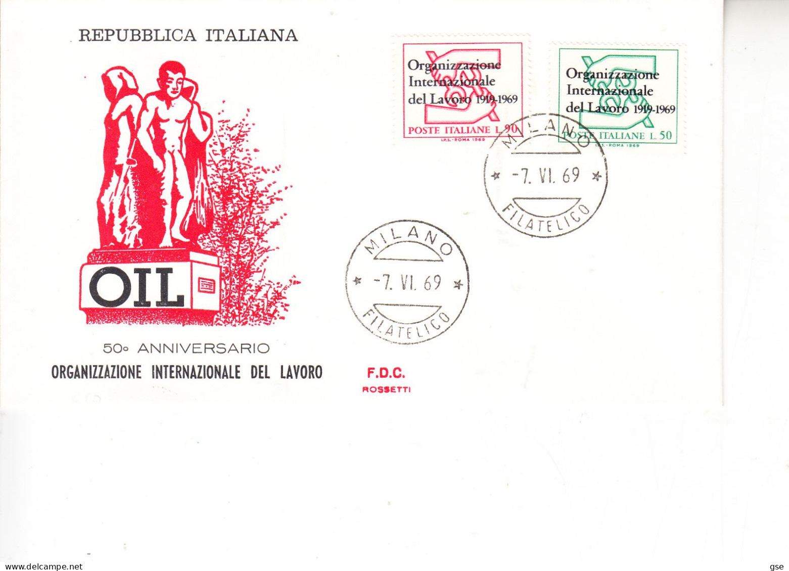 ITALIA 1969 - Sassone 1112/3 - Annullo Speciale  Milano - OIL - OIT