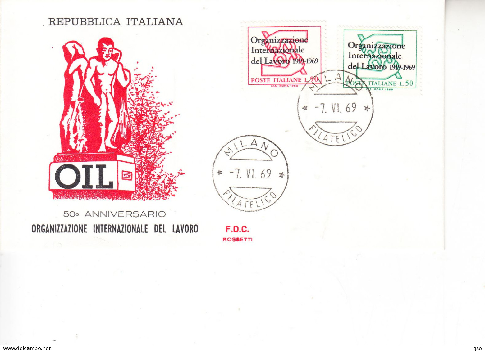 ITALIA 1969 - Sassone 1112/3 - Annullo Speciale  Milano - OIL - IAO