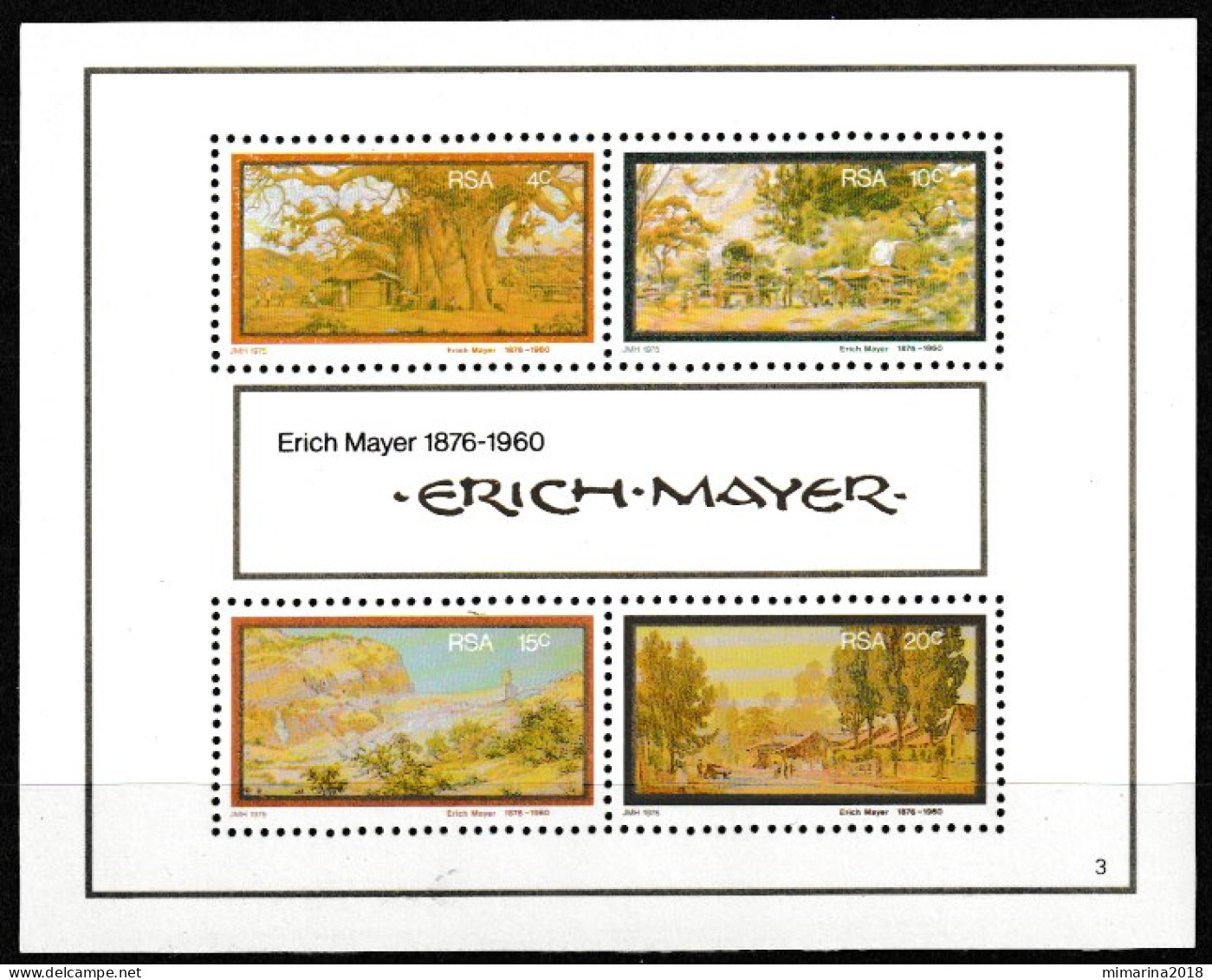 RSA  SOUTH AFRICA  MNH  1976  "ERICH MAYER" - Nuevos