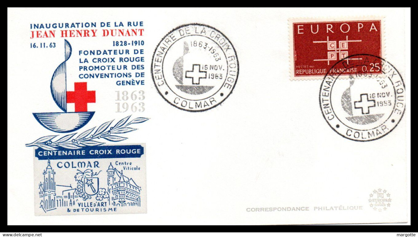 FDC Centenaire De La Croix Rouge 1963  France (Colmar) - Autres & Non Classés