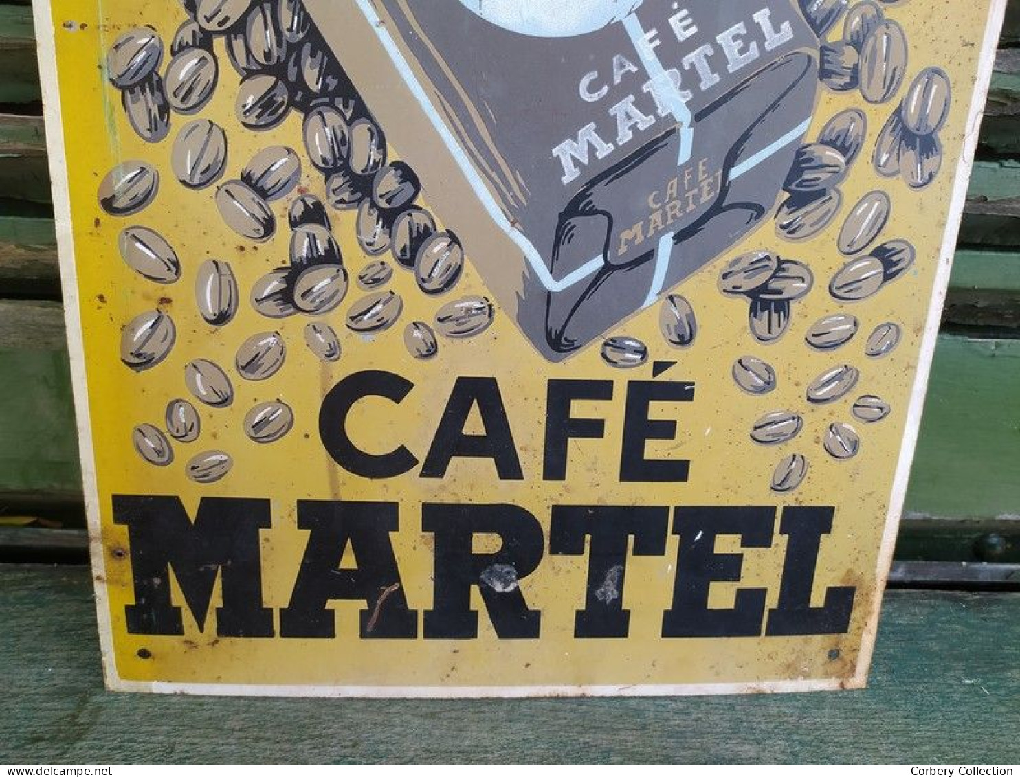 Ancienne Plaque Tôle Publicitaire Café Martel