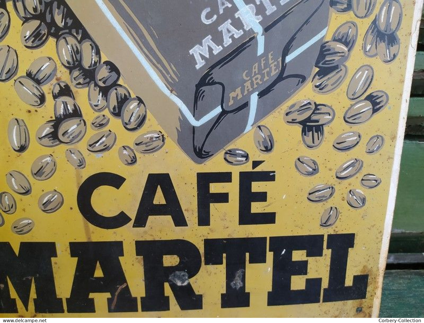 Ancienne Plaque Tôle Publicitaire Café Martel