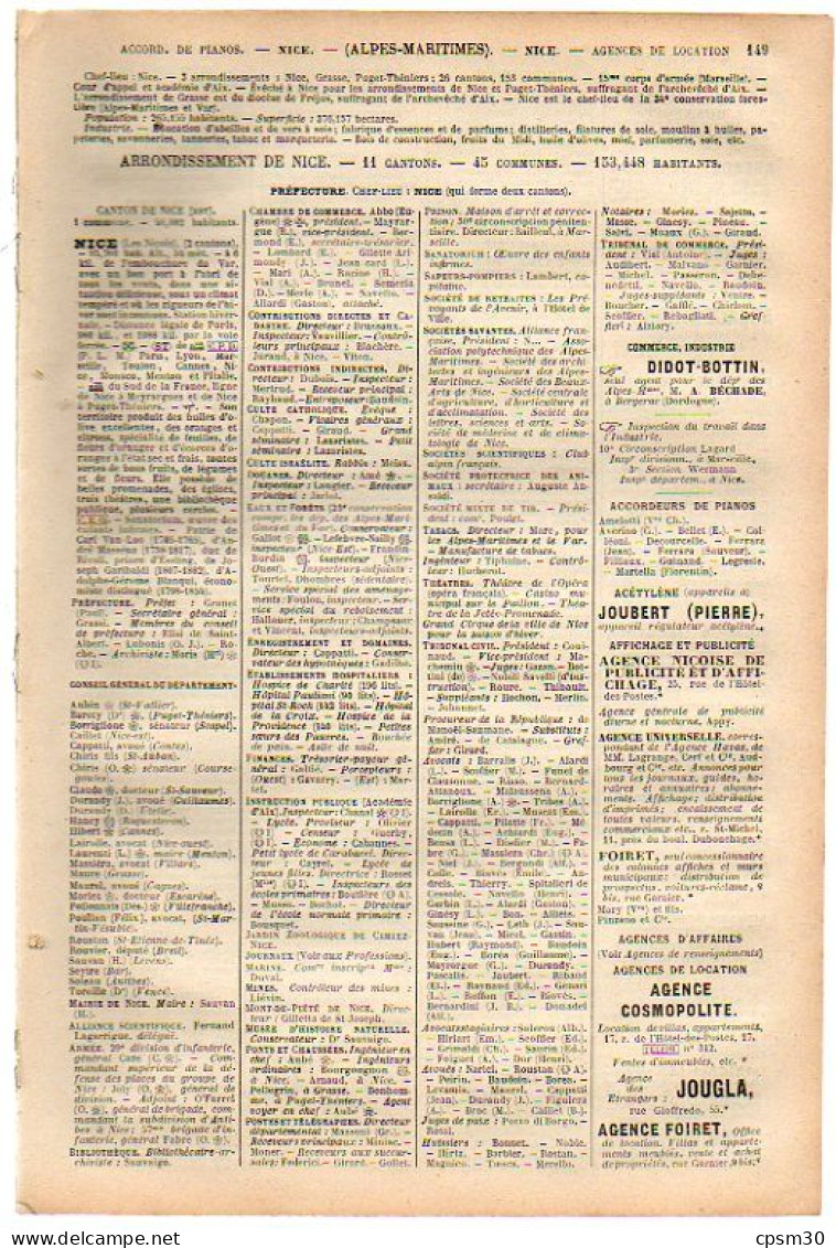 ANNUAIRE - 06 - Département Alpes Maritimes - Année 1900 - édition Didot-Bottin - 28 Pages - Telefonbücher