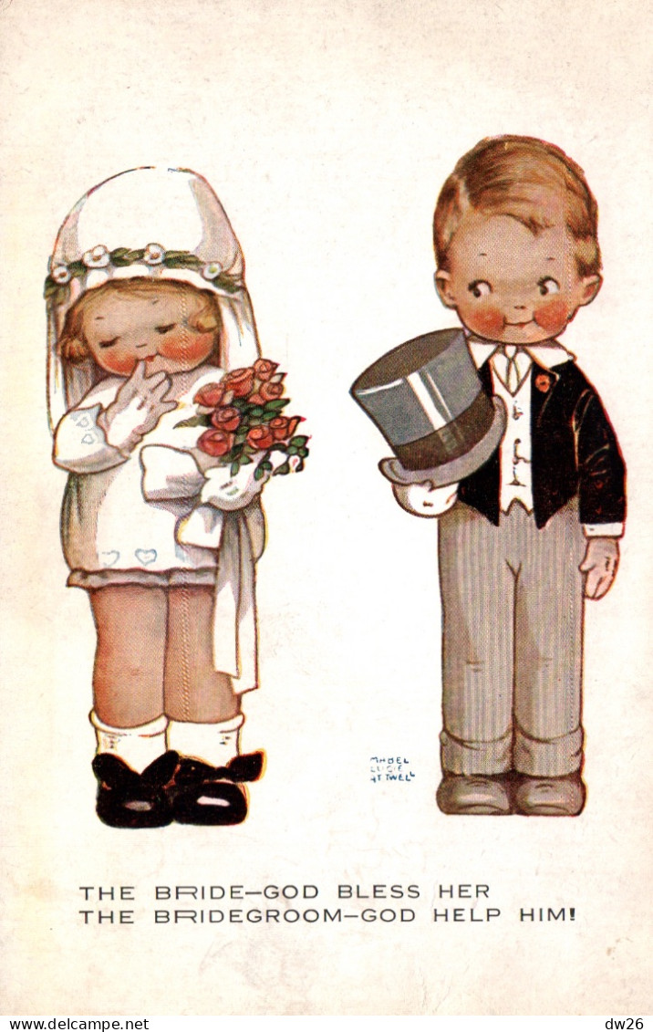 Illustration Mabel Lucie Attwell: Les Mariés - The Bride Bless Her The Bridegroom-god Help Him - Carte Valentine's - Attwell, M. L.