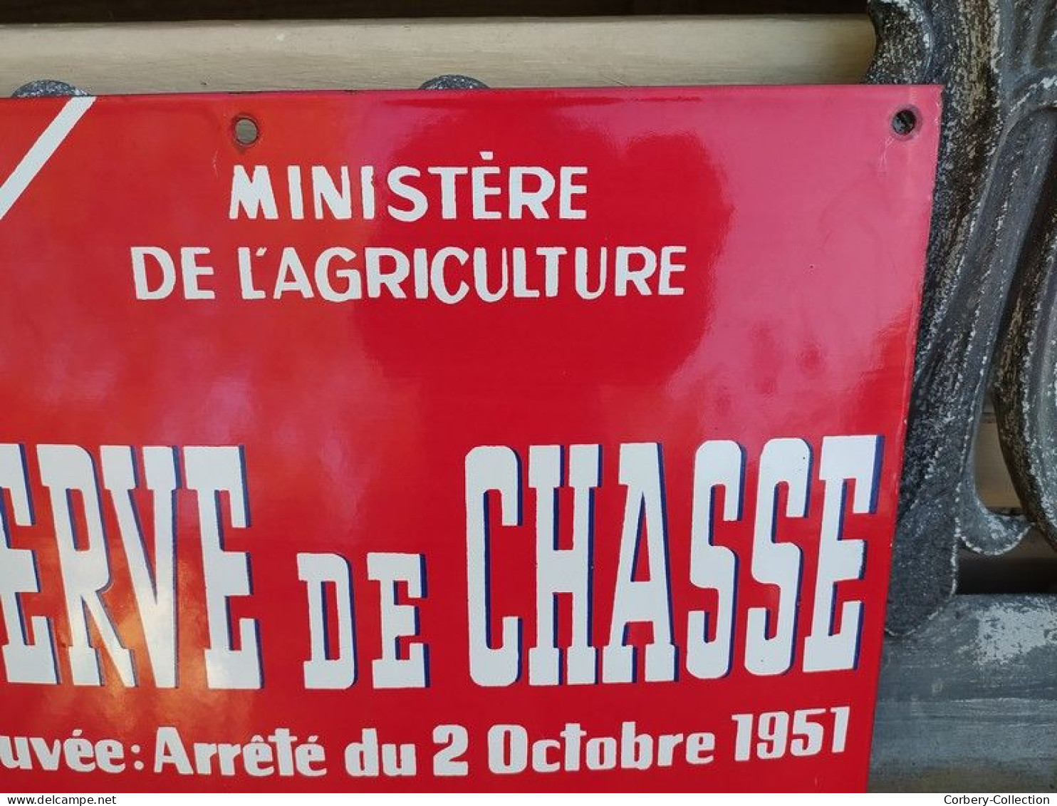 Ancienne Plaque Émaillée Réserve De Chasse Années 50 - Instructies