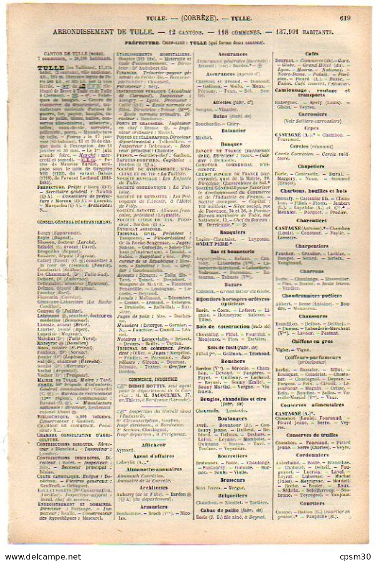 ANNUAIRE - 19 - Département Corrèze - Année 1900 - édition Didot-Bottin - 18 Pages - Telefonbücher