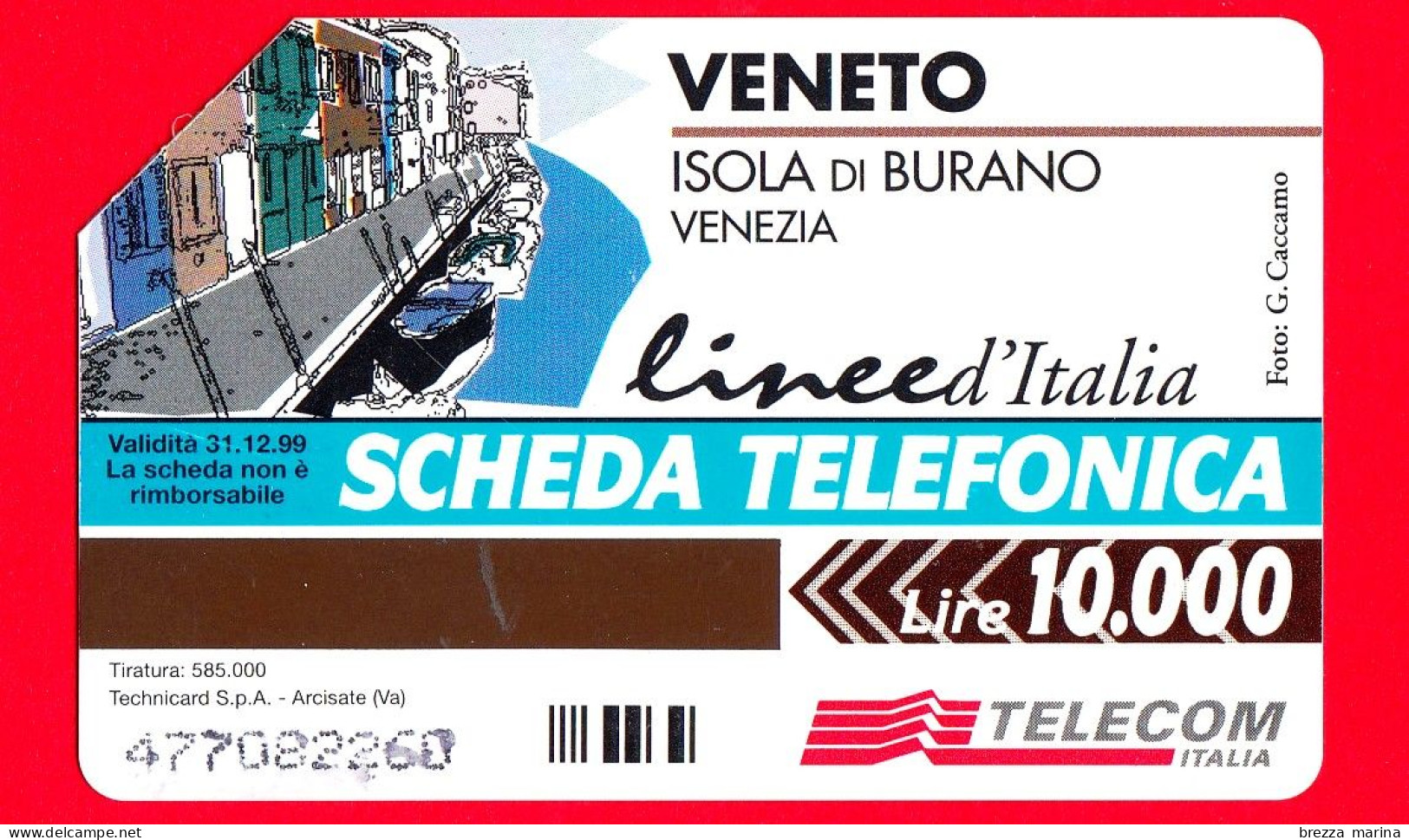 ITALIA - Scheda Telefonica - Telecom - Isola Di Burano - Venezia - Golden 738 - C&C 2807 - 10.000 - 31.12.99 - Tec - Openbaar Gewoon