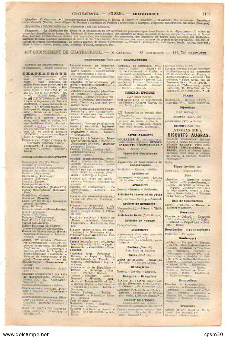 ANNUAIRE - 36 - Département Indre - Année 1900 - édition Didot-Bottin - 21 Pages - Telefonbücher